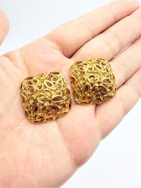 Vintage Bluette Made in France Gold Tone Dress Clips Pair